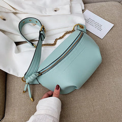 Women Waist Packs Leather Fanny Belt High Shoulder Messenger Crossbody Bag