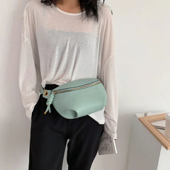 Women Waist Packs Leather Fanny Belt High Shoulder Messenger Crossbody Bag