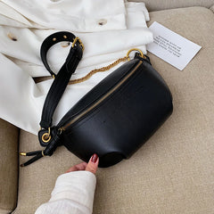 Women Waist Packs Leather Fanny Belt High Shoulder Messenger Crossbody Bag