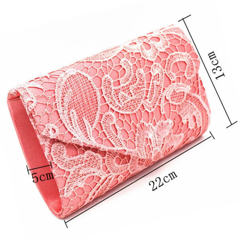 Women Wallet Floral Lace Envelope Clutch Wedding Evening Handbag Purses