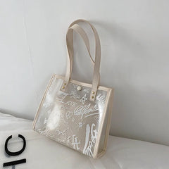 Women's Transparent Graffiti Shoulder Messenger Bag Large Capacity Tote