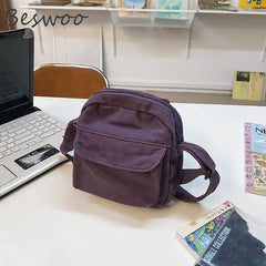 Small Canvas Messenger Bag Women's Crossbody Satchel