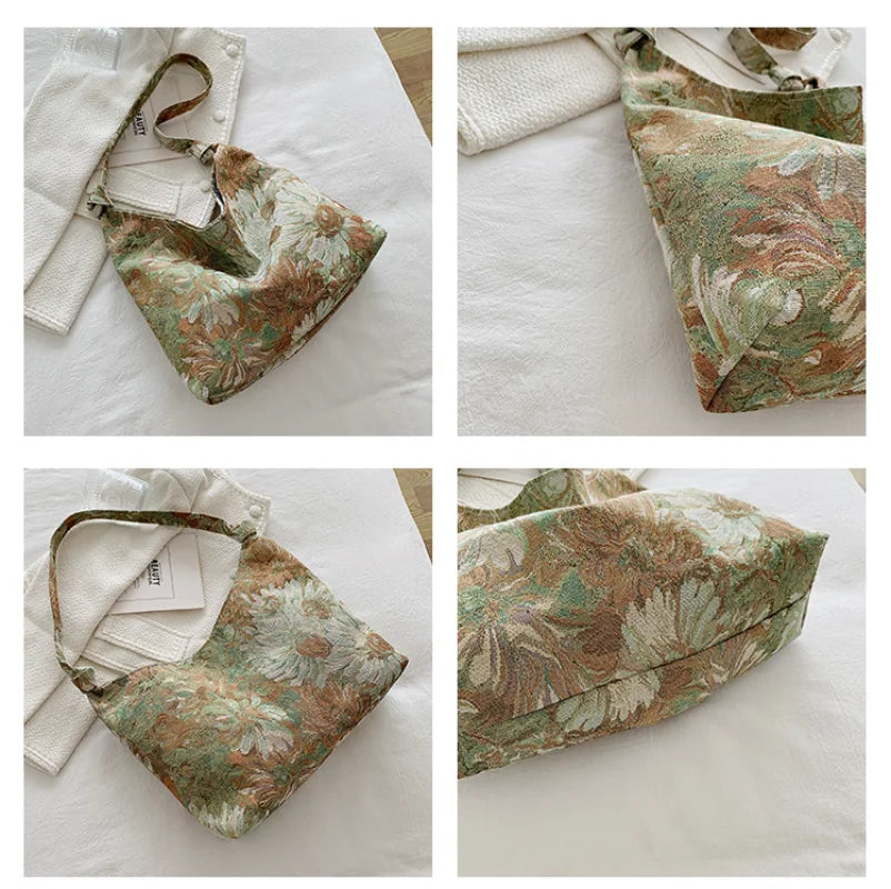 Canvas Shopper Print Handbags Large Crossbody Tote Shoulder Bags