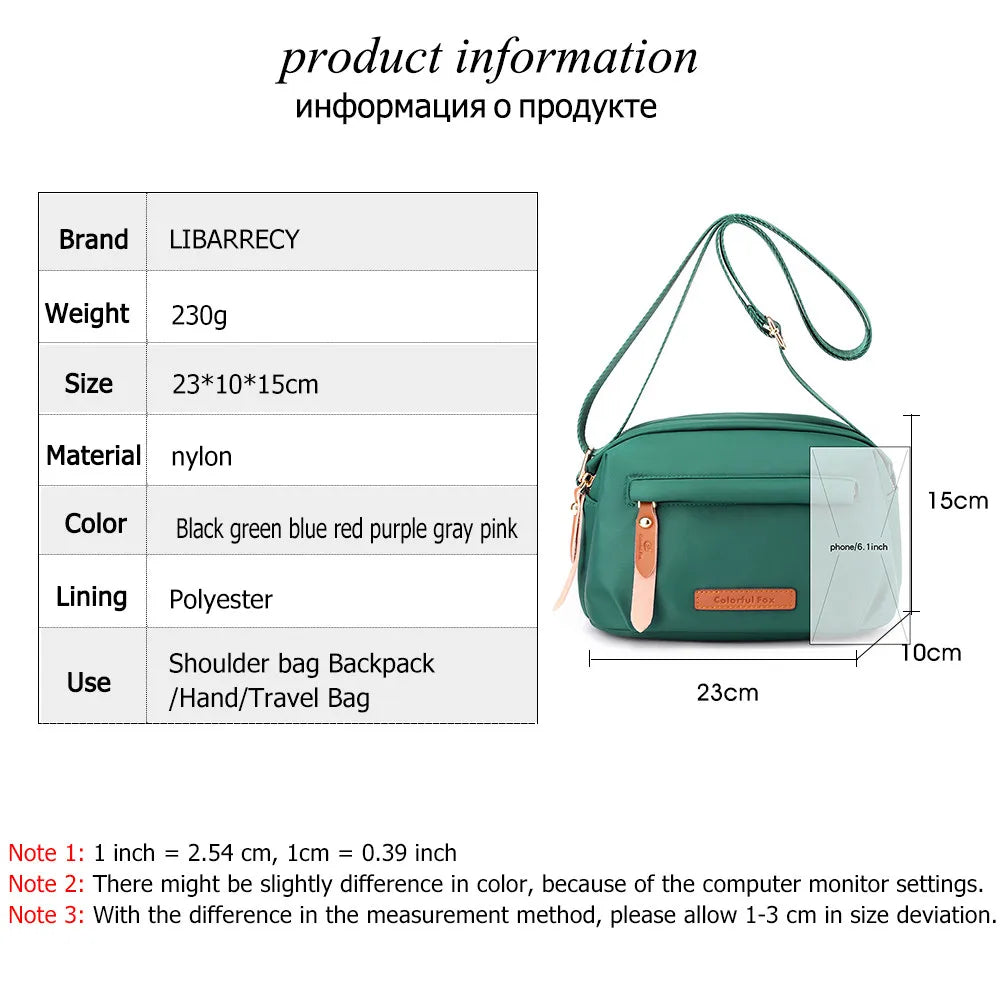 Women's Waterproof Nylon Crossbody Bag Large Capacity Shoulder Tote
