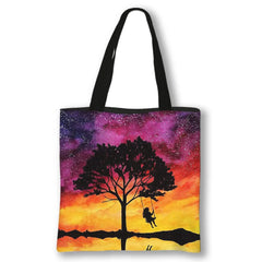 Women's Canvas Handbags High Female Tree Printing Shoulder Bags Casual Totes Bol