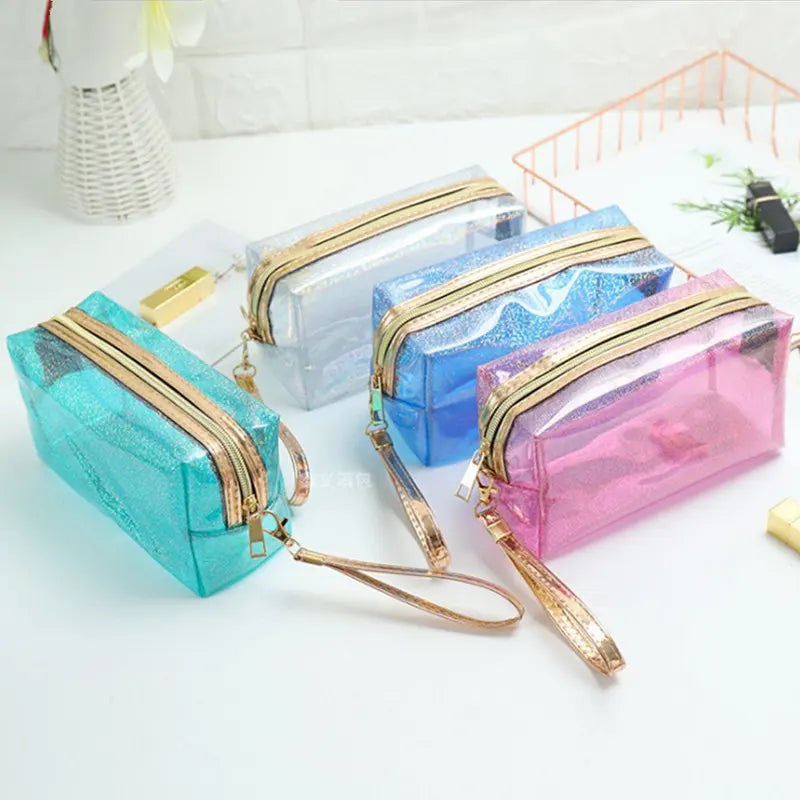 Transparent Portable Cosmetic Bag Large Capacity Storage Lightweight