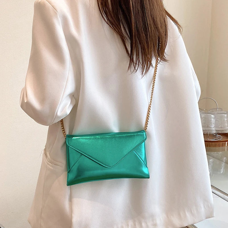 Women's Evening Shoulder Bag Leather Clutch Purse Wedding Party Envelope Handbag