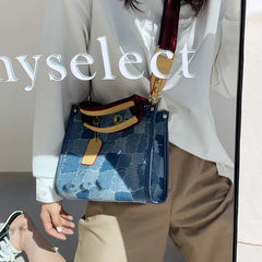 Women's Casual Crossbody Bag Retro Tide Shoulder Denim Print Handbag