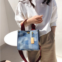 Women's Casual Crossbody Bag Retro Tide Shoulder Denim Print Handbag