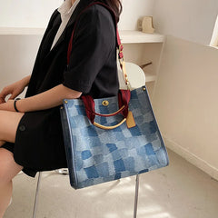 Women's Casual Crossbody Bag Retro Tide Shoulder Denim Print Handbag