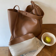 Vintage Textured Shoulder Bag with Large Capacity