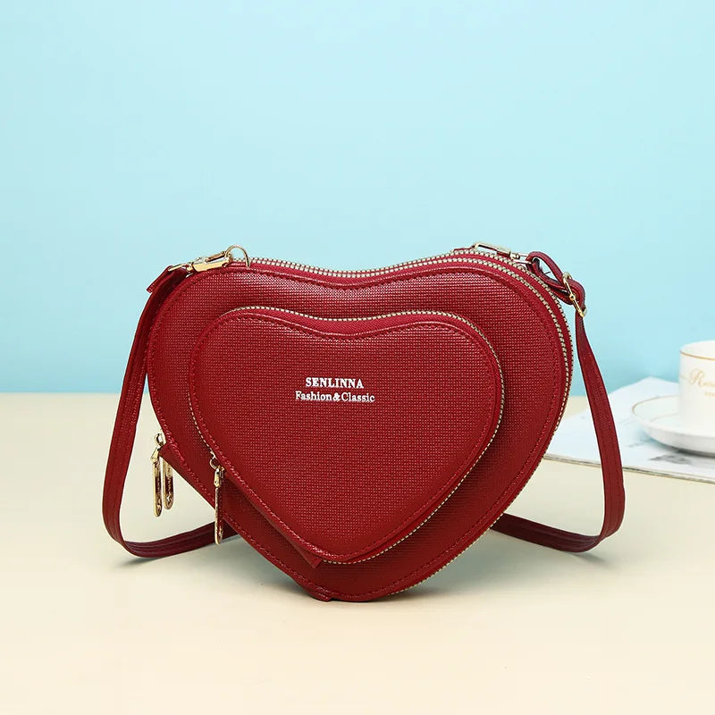 Heart Shape Crossbody Shoulder Bag Large Capacity PU Handbag