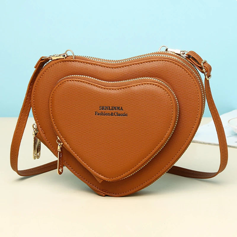 Heart Shape Crossbody Shoulder Bag Large Capacity PU Handbag