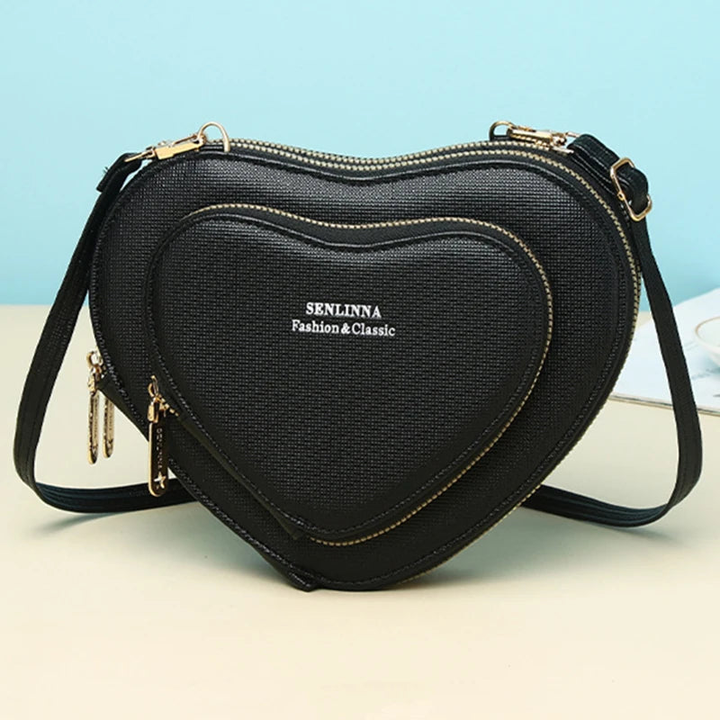 Heart Shape Crossbody Shoulder Bag Large Capacity PU Handbag