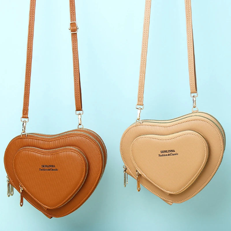 Heart Shape Crossbody Shoulder Bag Large Capacity PU Handbag