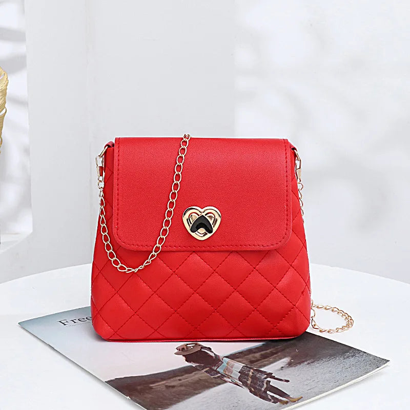 Women's One Shoulder Chain Bag Rhombic Pattern Crossbody Small Square Bag