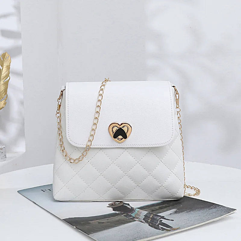 Women's One Shoulder Chain Bag Rhombic Pattern Crossbody Small Square Bag