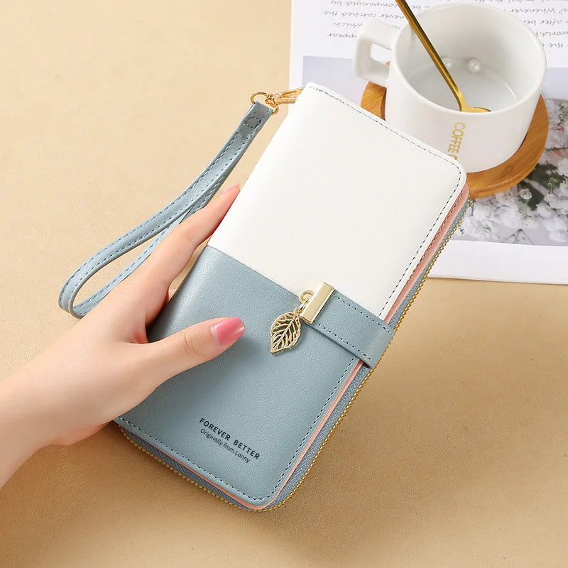 Women's PU Wallet Mini Handheld Money Pouch with Lanyard