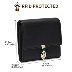 Women's Short Wallet PU Leather Three fold Anti theft Brush Short Wallet
