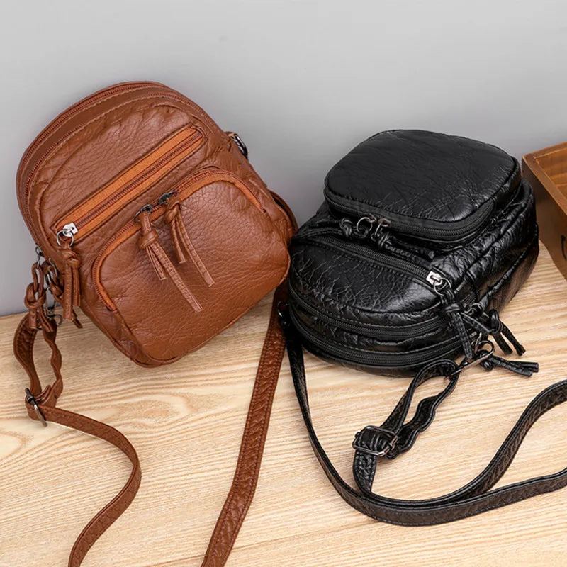 Women's Soft Leather Shoulder Bag Large Capacity Messenger Bag