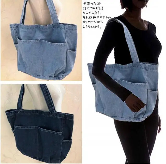 Denim Shoulder Bag Large Leisure Shopping Student Mother Bag