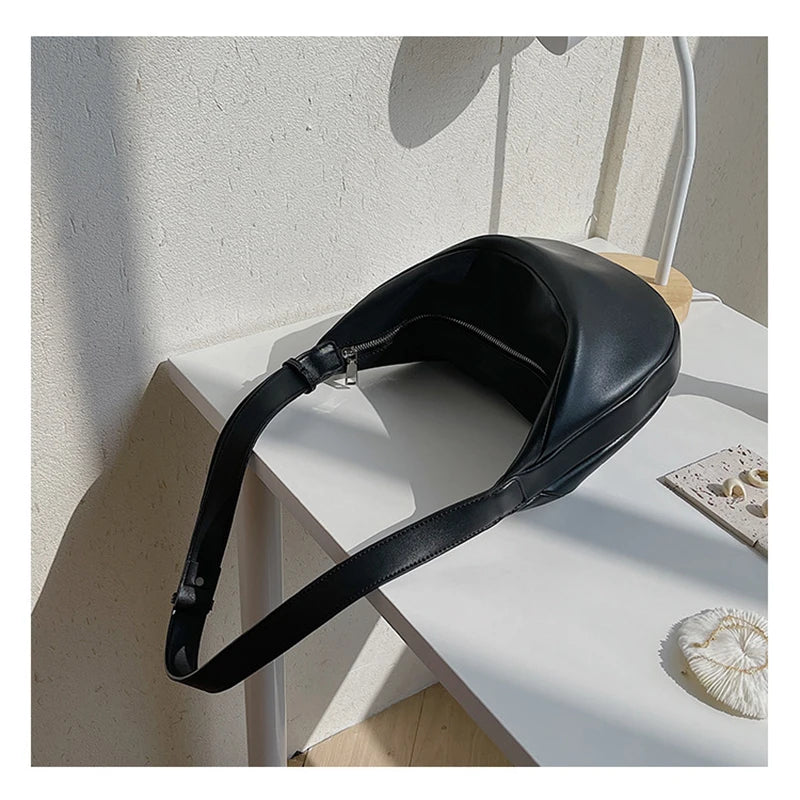Women Dumpling Shoulder Bag Wide Strap Handbag