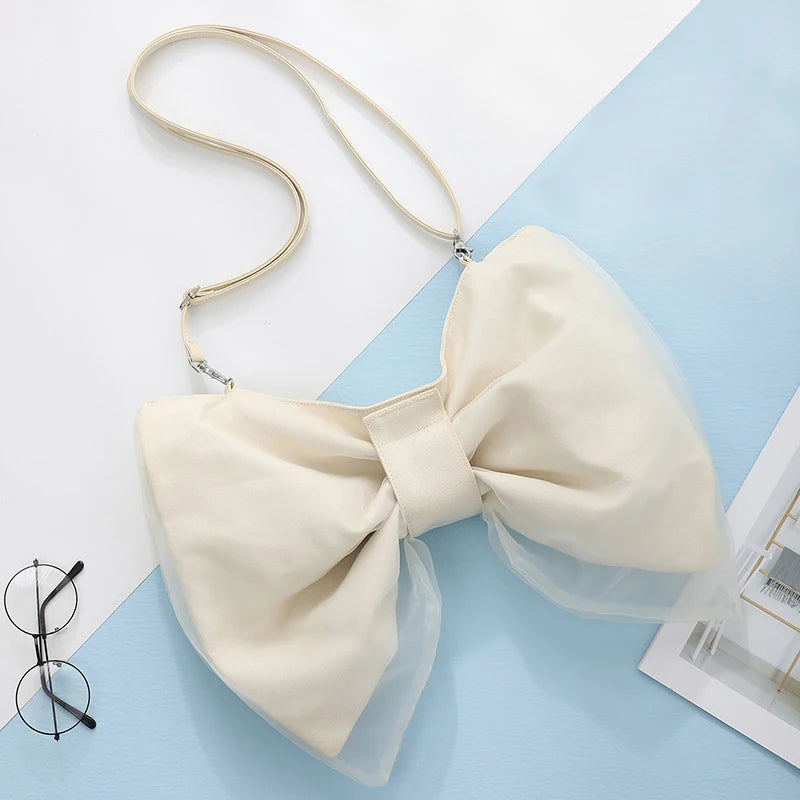 Japanese Bow Knot Canvas Handbag Purse