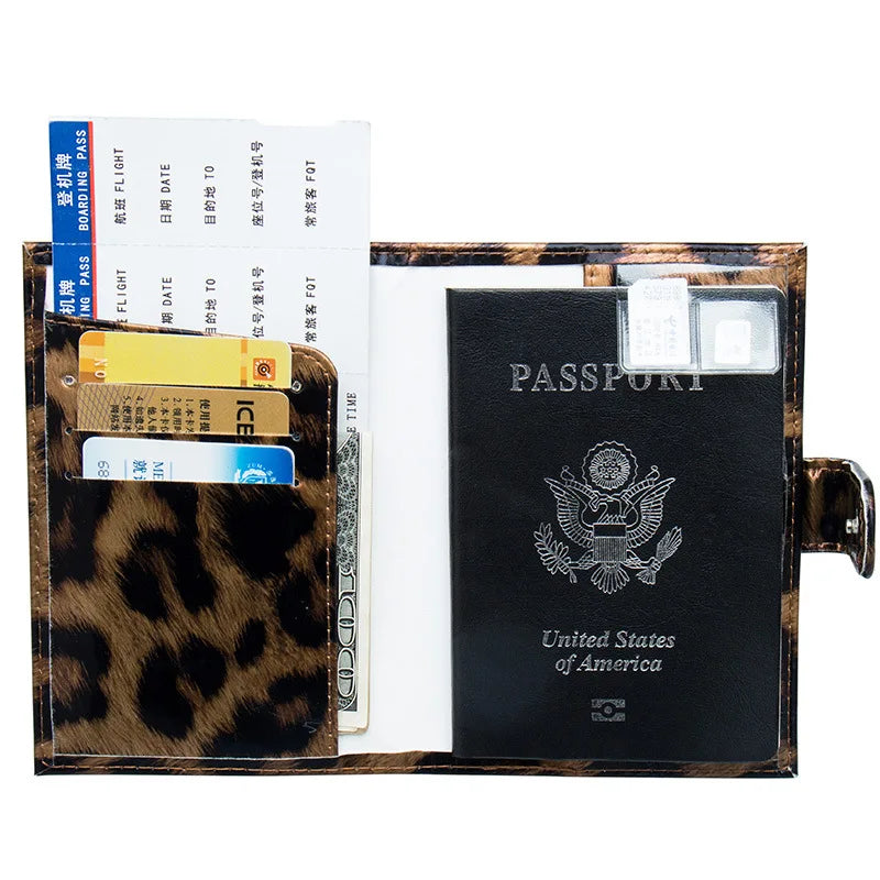 Leopard Leather Passport Holder Waterproof Unisex