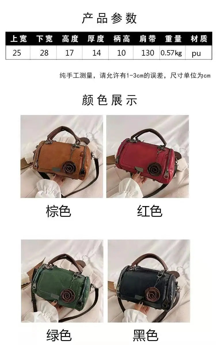 Flowers Pendant Shoulder Bag Boston Bag