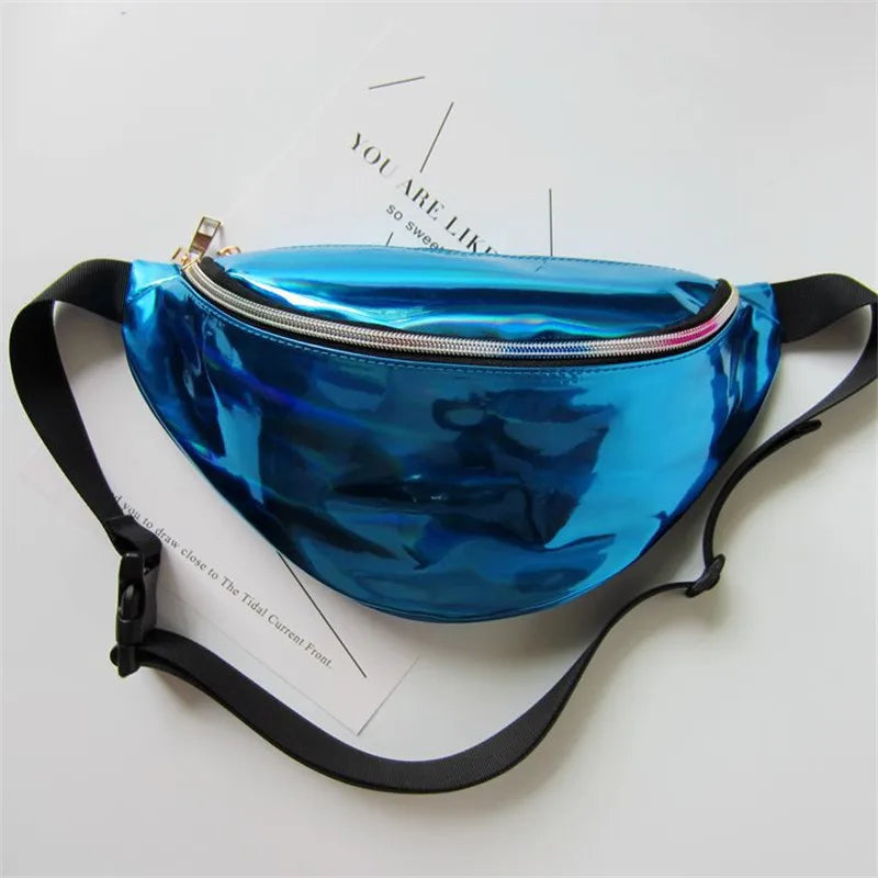Women Rainbow Laser Purse Translucent Reflective Chest Waist Bag