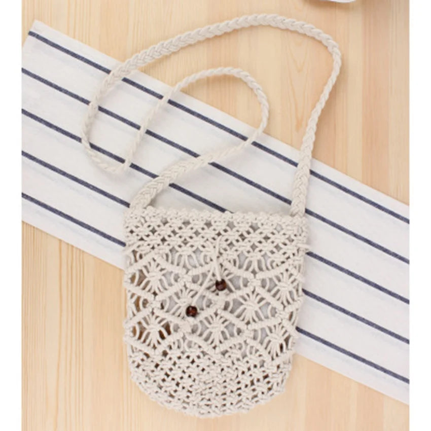 Cotton Retro British Wind Woven Bag Women's Straw Beach Holiday Messenger Bag
