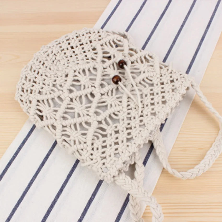 Cotton Retro British Wind Woven Bag Women's Straw Beach Holiday Messenger Bag