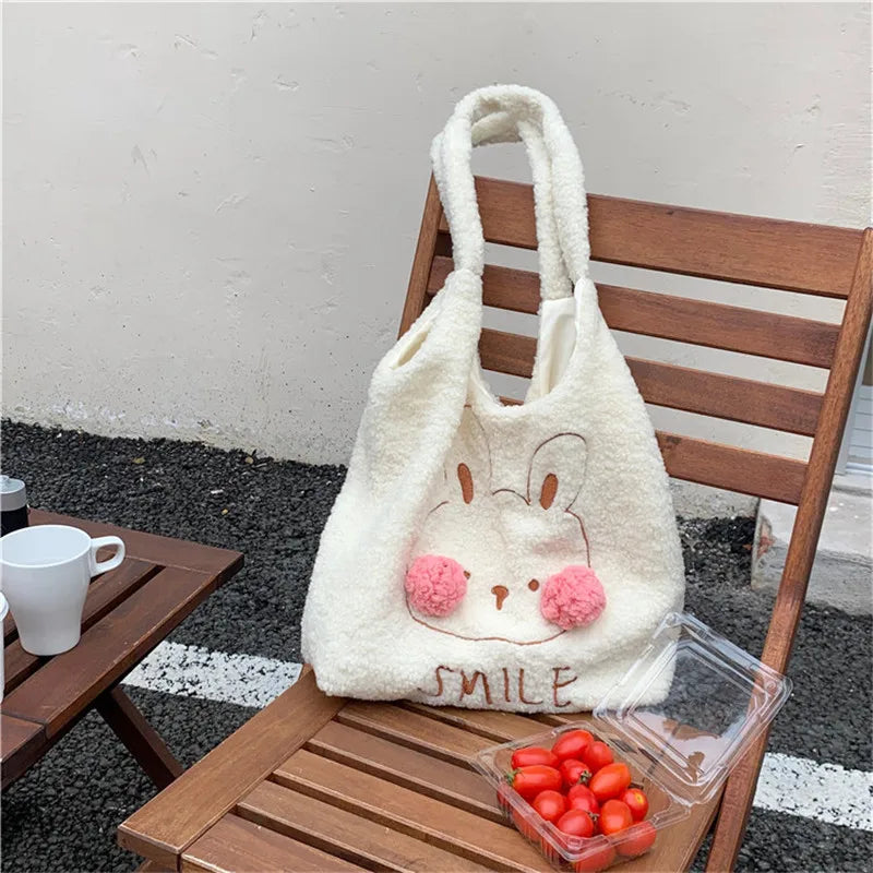 Fur Bear Shoulder Bag Big Capacity Tote for Female Handbags