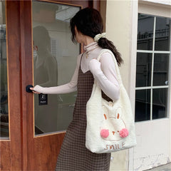 Fur Bear Shoulder Bag Big Capacity Tote for Female Handbags