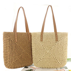 Straw Woven Beach Bag Large Capacity Shoulder Bag Paper Rope