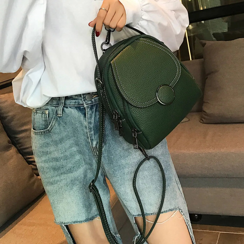 Small Leather Shoulder Bag Mini Backpack for Women Girls