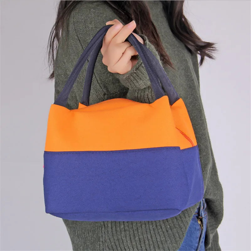 Thick Canvas Lunch Bag Portable Picnic Meal Bag Ice Bag
