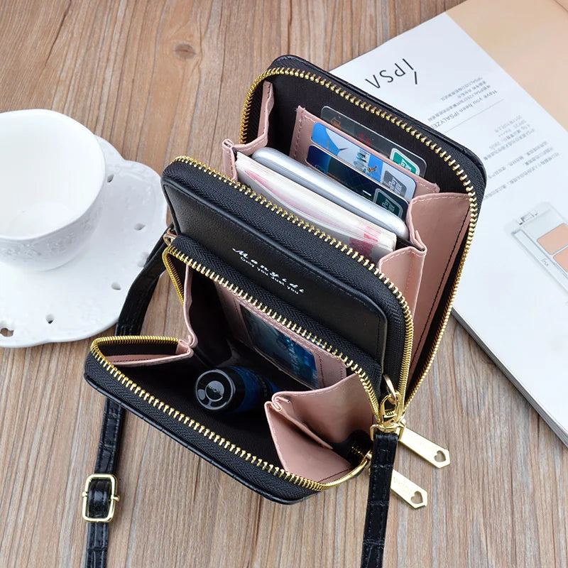 Women's Mini Shoulder Bag Vertical Messenger Zipper Wallet