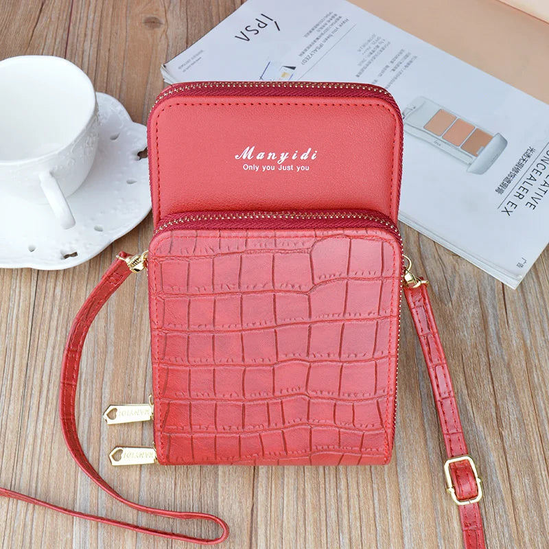 Women's Mini Shoulder Bag Vertical Messenger Zipper Wallet