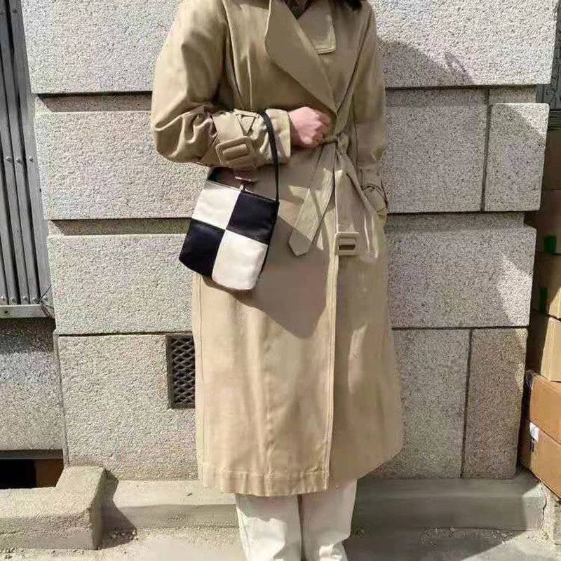 Checkerboard Silk Shoulder Bag Mini Square Handbag