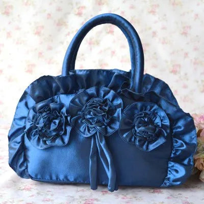 Retro Wave Silk Flower Handle Bag