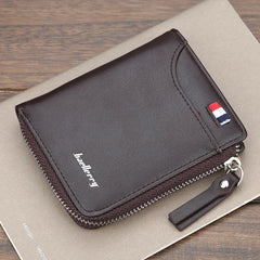 Men's Short Wallet PU Leather Zipper Coins Bag