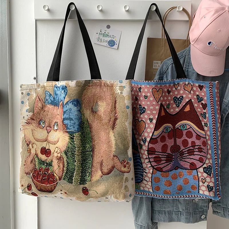 Women's Canvas Shoulder Bag Double-sided Printing Large Capacity Mother Bag