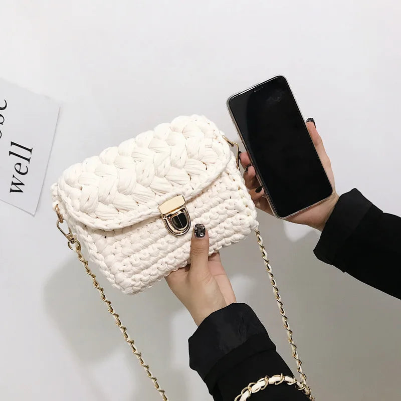 Newhotstacy Bag 08072021 Ladies Woven Chain Lock Bag Cross Body Bag