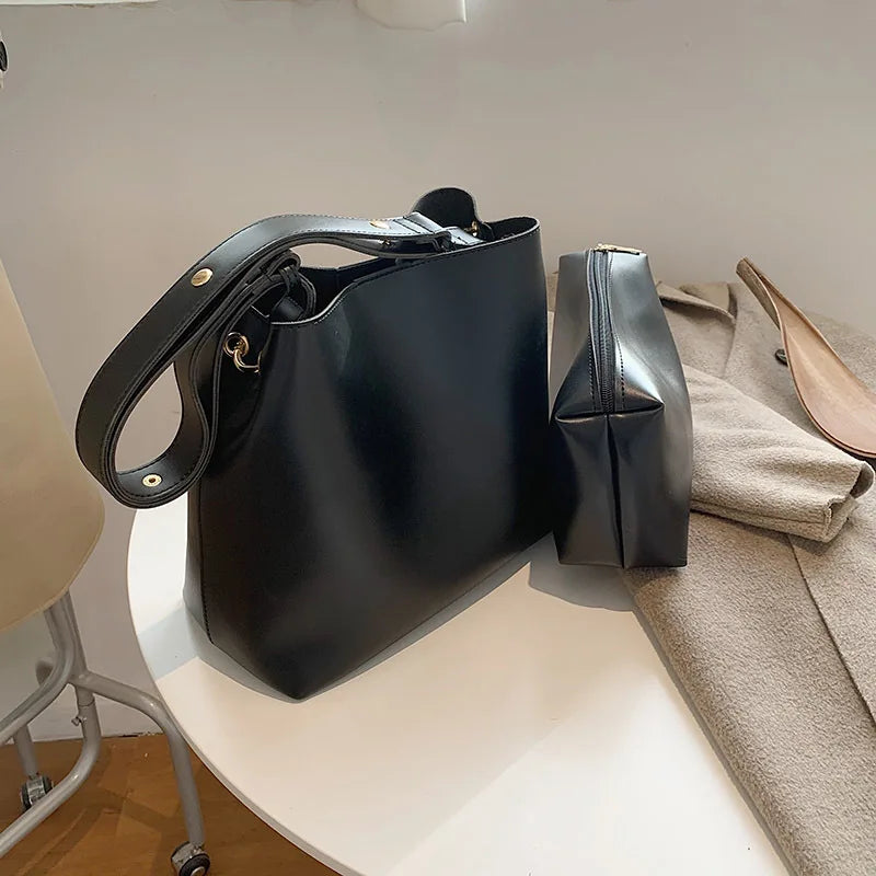 Newhotstacy Large Capacity Single Shoulder Bucket Bag