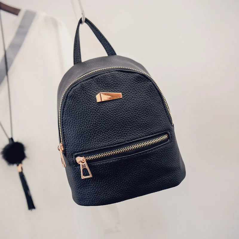 Women Mini Backpack PU Leather College Shoulder Satchel Rucksack