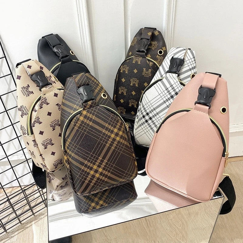Women Chest Pack Bags Sling Crossbody Shoulder Chest Bag Girls PU Leather Messen