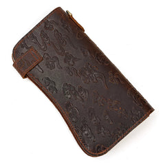 Men's 3D Dragon Embossing Long Wallet with Chain