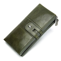 Green Red Bifold Zipper Long Purse for Lady
