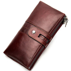 Green Red Bifold Zipper Long Purse for Lady